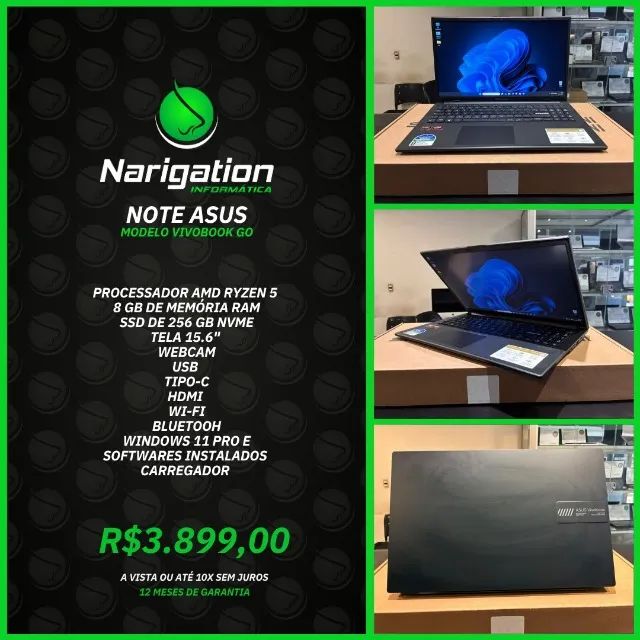 Notebook Asus Vivobook Go Ryzen 5 8gb RAM SSD Nvme 256gb