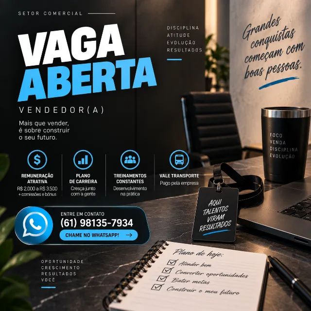 ASSISTENTE COMERCIAL | CONTRATAÇÃO IMEDIATA