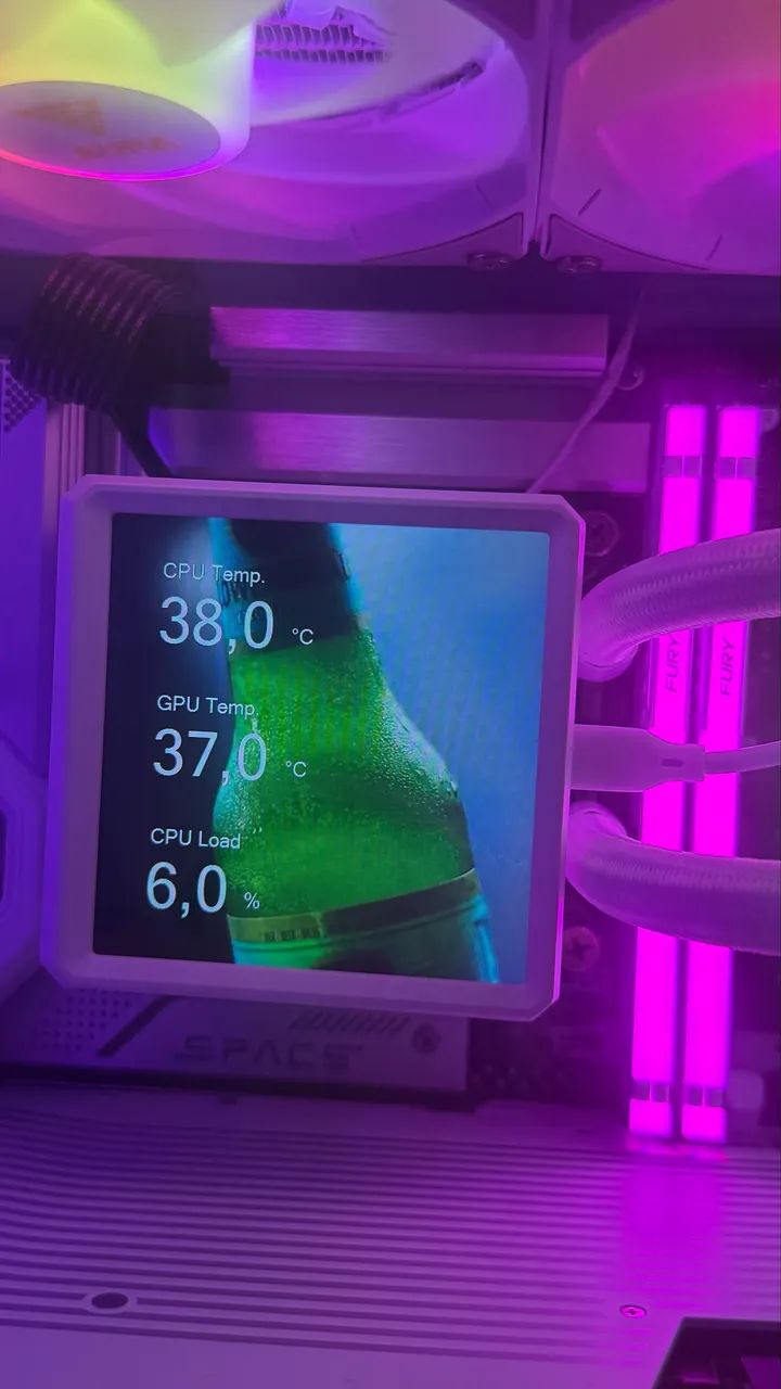 Water Cooler TELA 4Polegadas LCD Aura GL360 Branco GAMDIAS ARGB