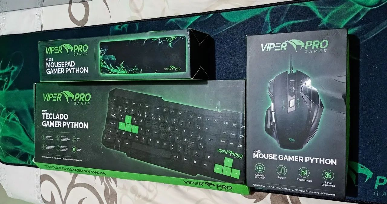 Produto NOVO E TESTADO - Kit Viper Pro Phyton - Teclado, Mouse e MousePad - Belíssimo  - Foto 2