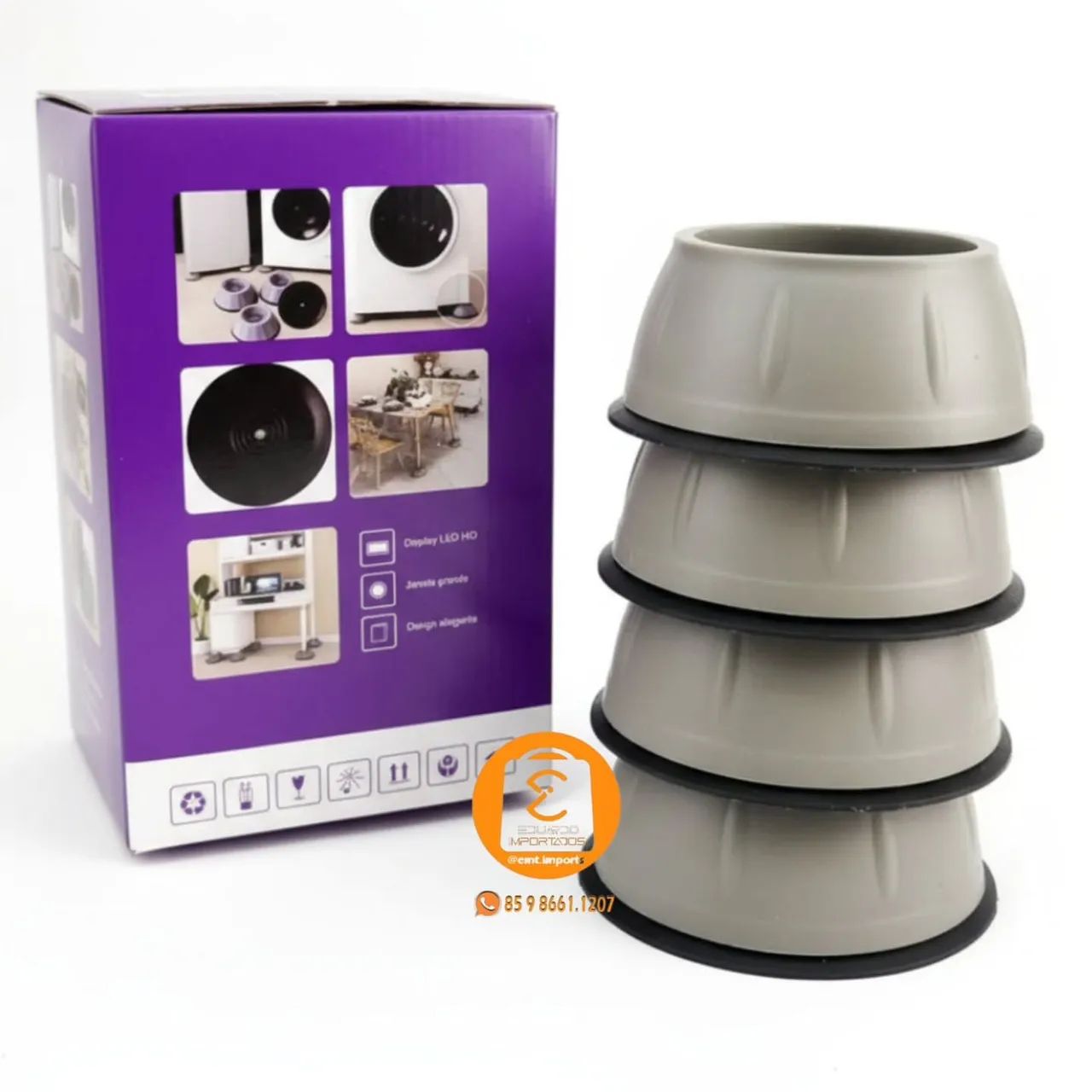 Kit com 4 Pés para Maquina de Lavar Roupas, ANTI VIBRAÇÃO