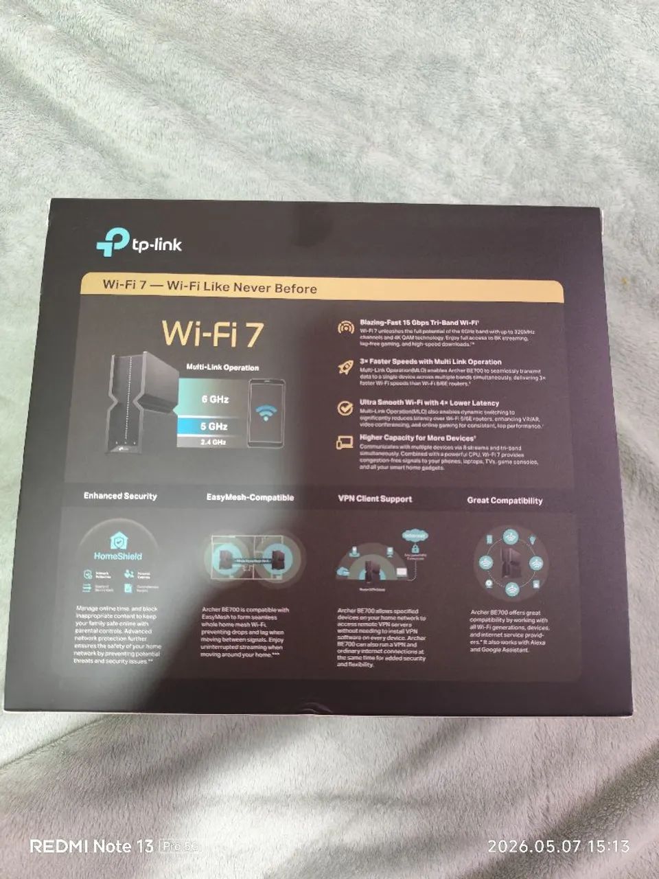Roteador TP-LINK Wi Fi 7 BE15000 BE700 Novo Sem Uso Tri Banda 6Ghz com Recibo de Compra - Foto 3