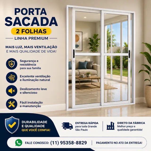 porta balcão (sacada ) 2 flohas 210x120 entrega em são Bernardo pagto na entrega - Foto 2