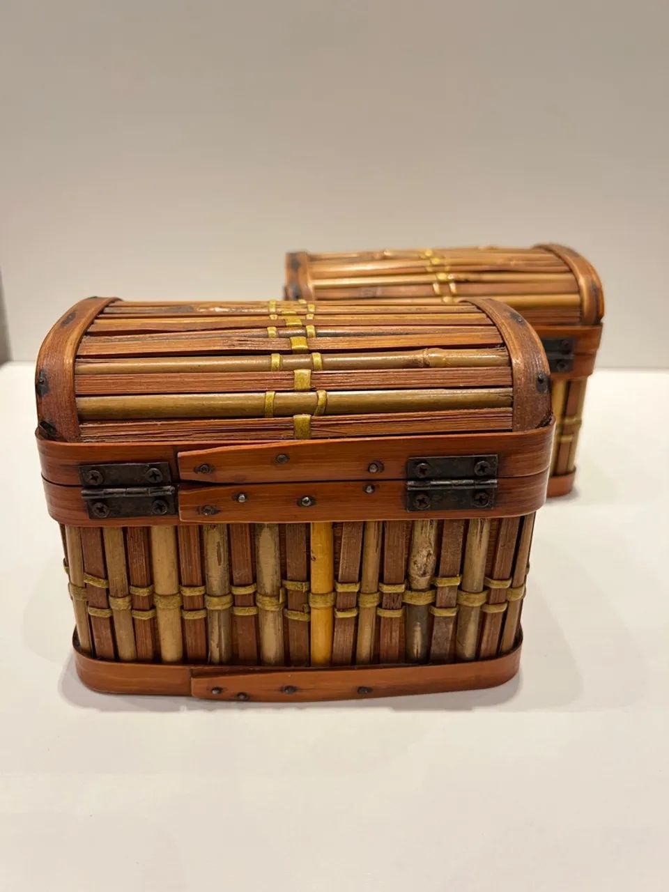 Conjunto mini baús em bambu e madeira - Foto 3