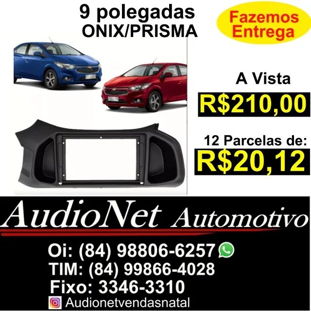 Moldura 2 Din Painel Dvd 9 Polegadas Onix Prisma 2016 2017 2018 19 Carro Multimidia