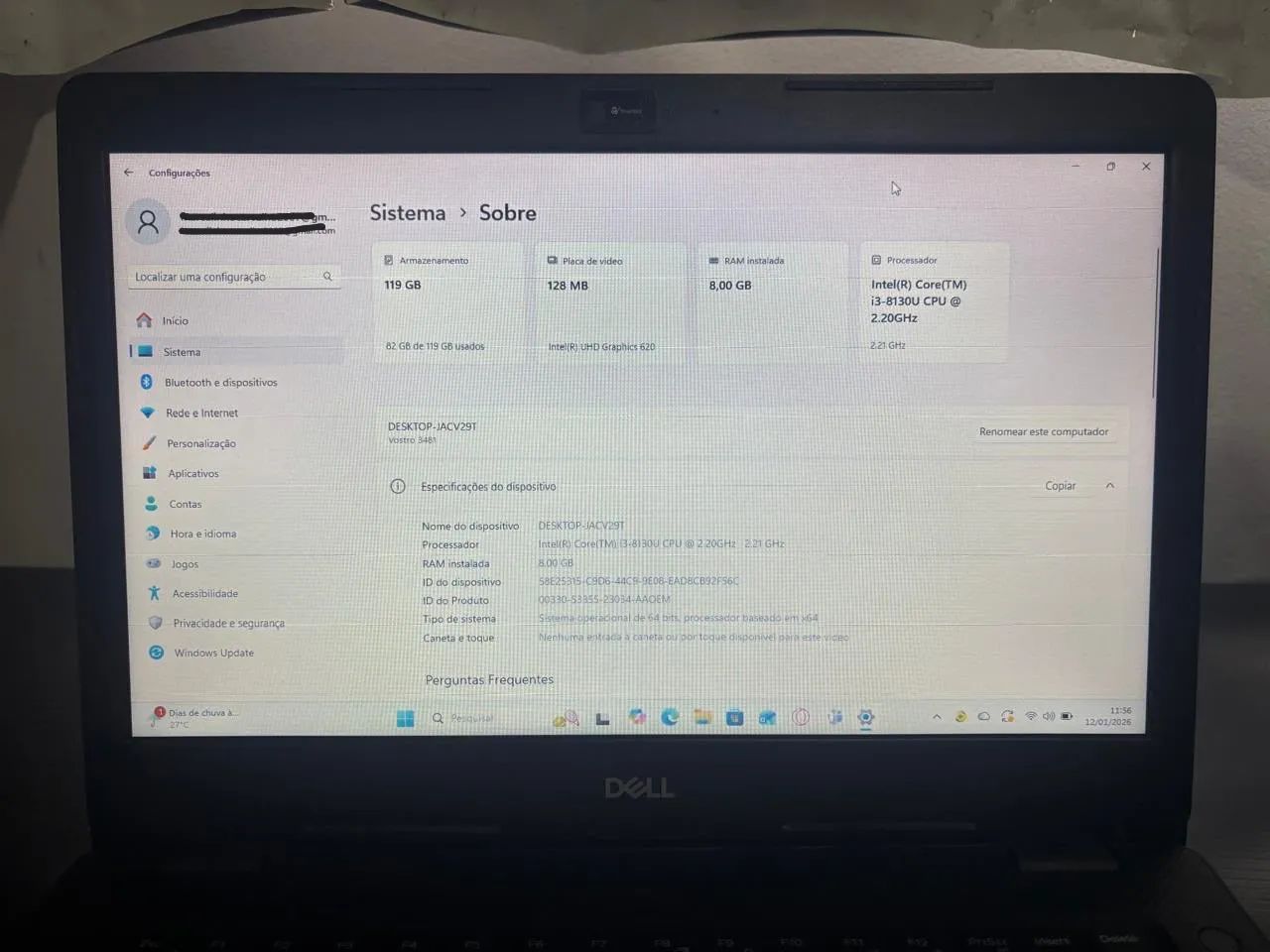 Notebook Dell Vostro 3481 i3 8GB RAM SSD - Foto 3