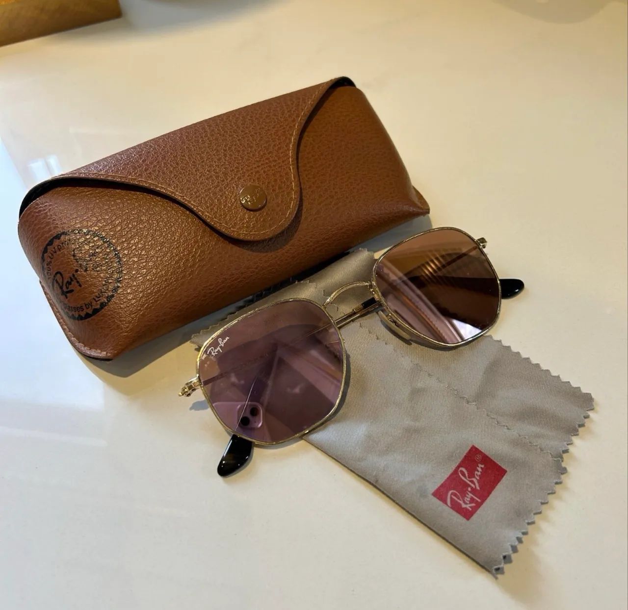 ÓCULOS RAY BAN ORIGINAL HEXAGONAL ROSÉ (USADO)