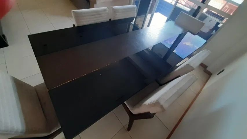 MESA DE JANTAR RETANGULAR 2,00X1,00 mt - 6 CADEIRAS - MADEIRA MACIÇA - Foto 2