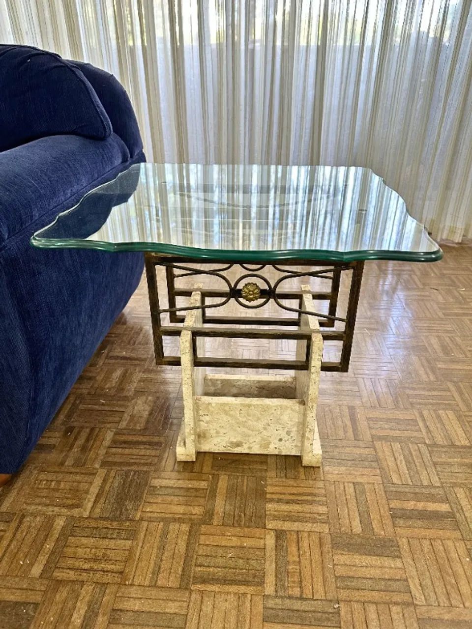 Conjunto 3 Mesas para Sala (Centro e Laterais) - Vidro, Metal e Pedra - Foto 3