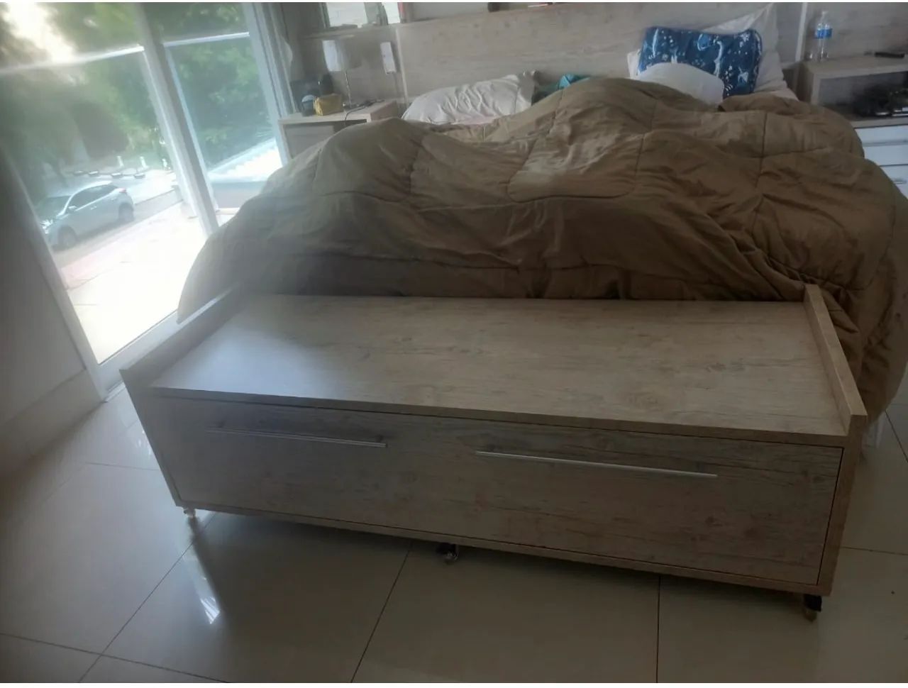 Venda rack, sapateira, mesa e baú com gavetão 