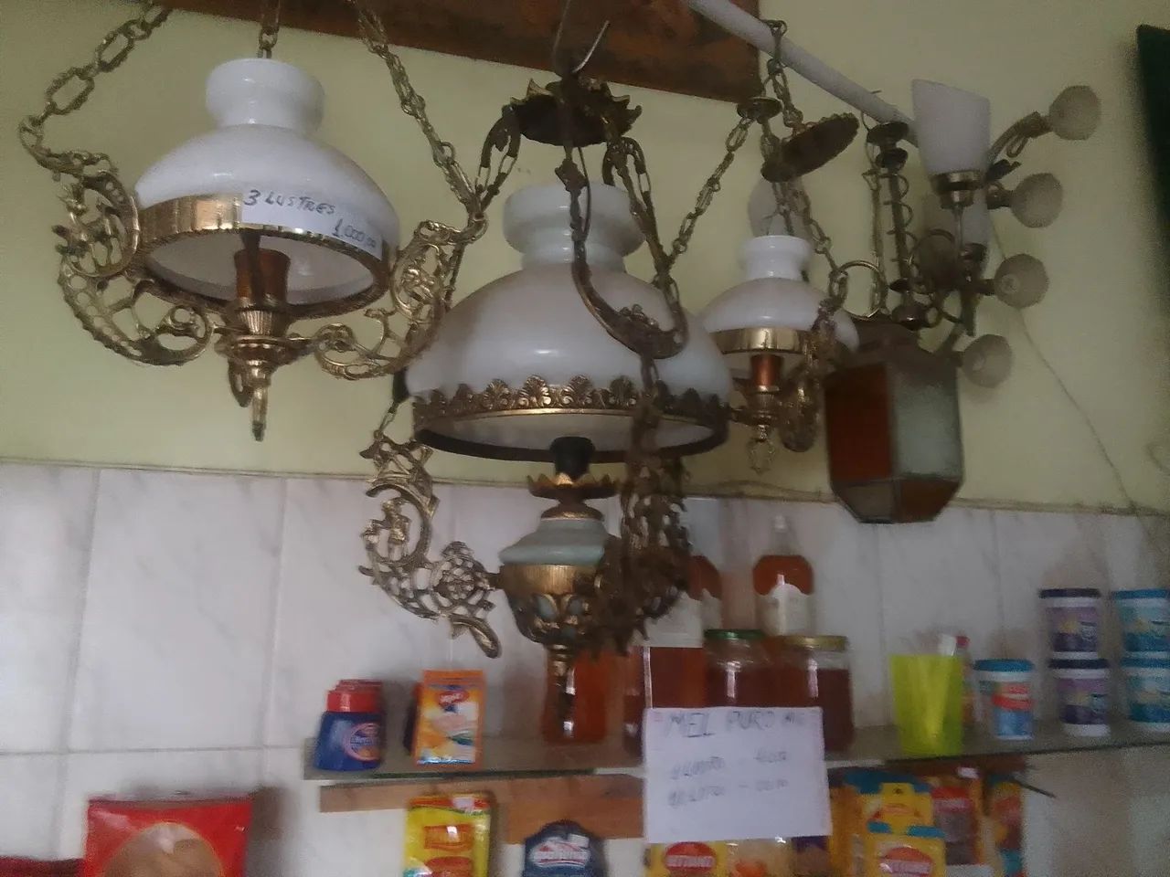3 lustres em bronze maciço ingles - Foto 2
