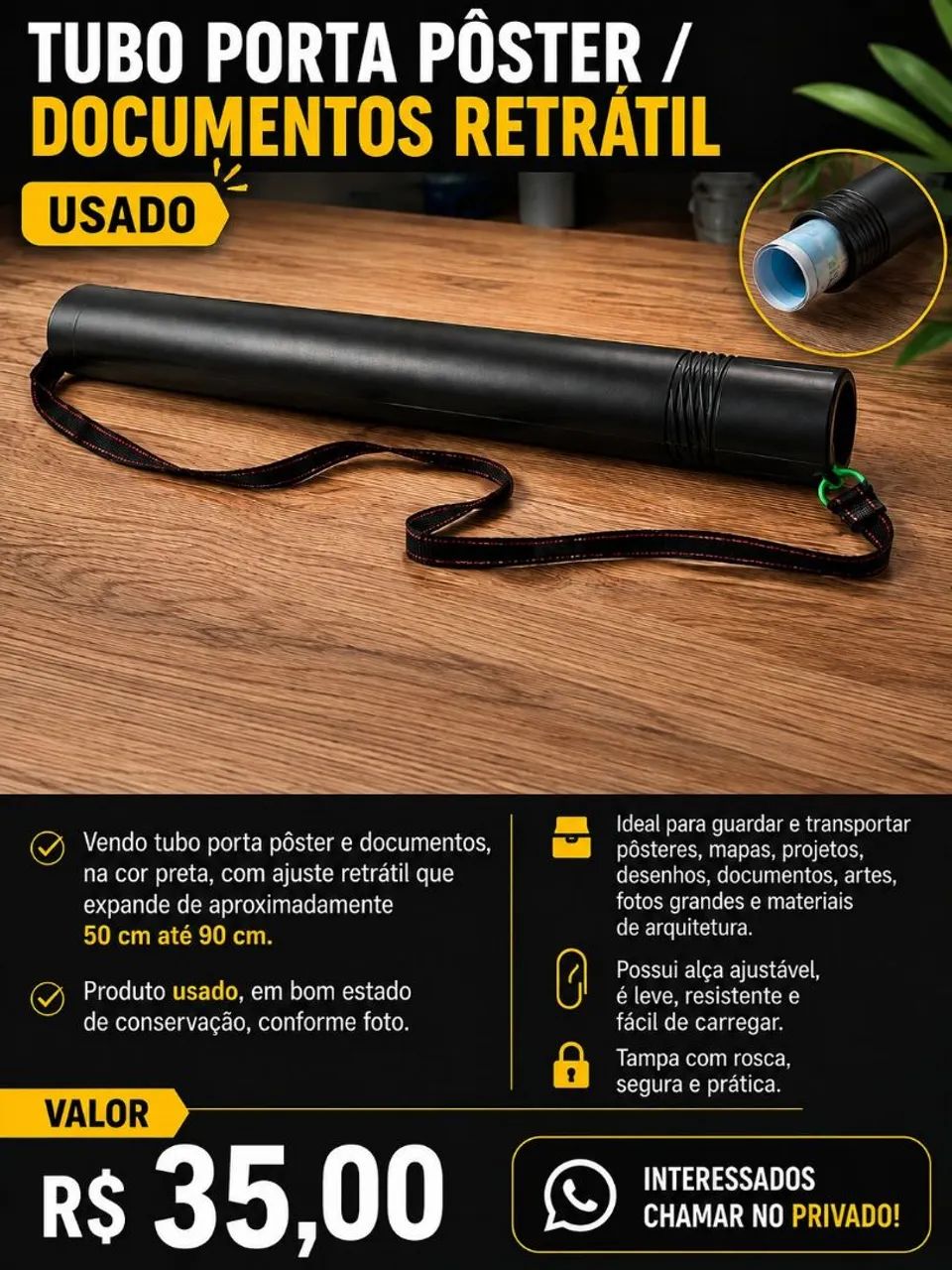 Tubo porta poster e documentos