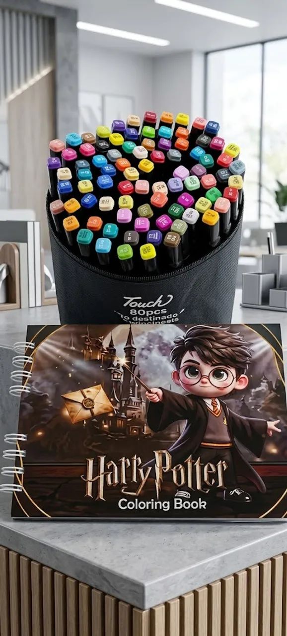 Kit 80 Cores de Canetinhas + Livro Harry Potter