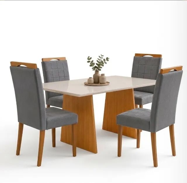 Conjunto Mesa e 4 Cadeiras Cinamgravo 120 cm - Foto 2