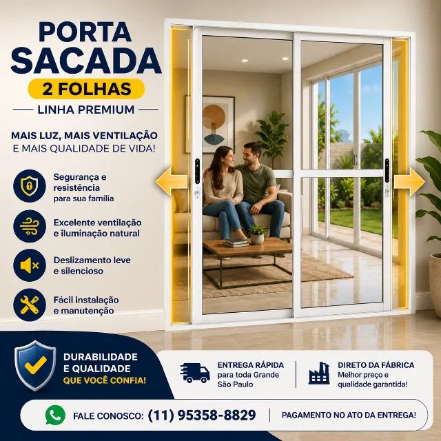 porta balcão (sacada ) 2 flohas 210x120 entrega em são Bernardo pagto na entrega - Foto 5
