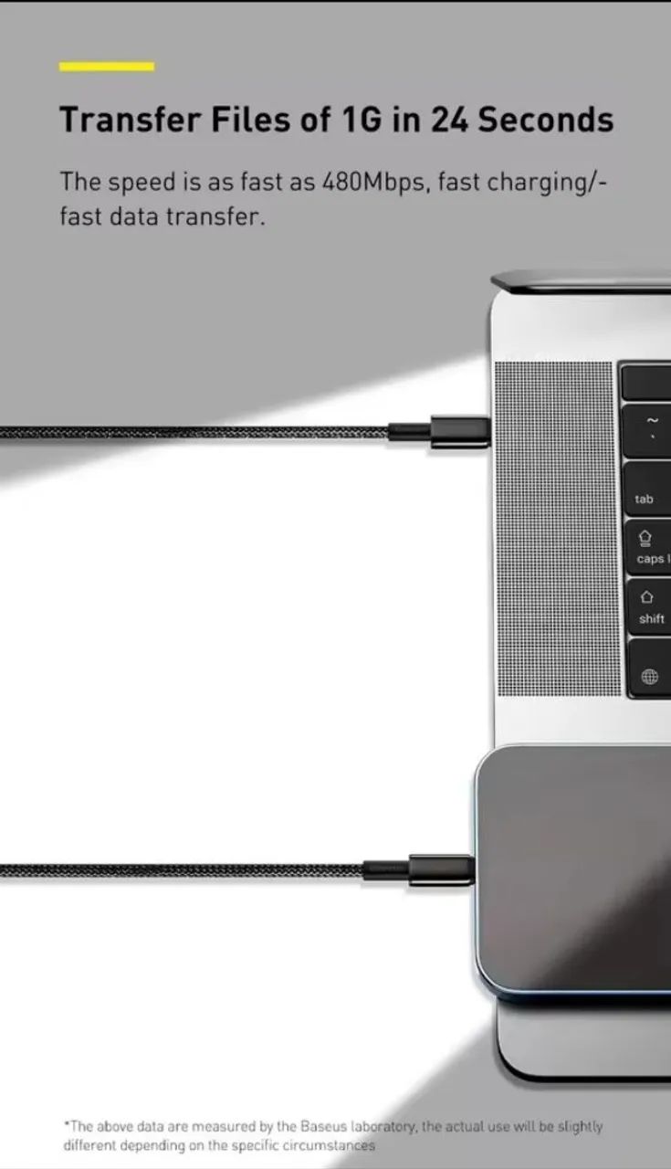 Cabo USB C Baseus 100W Tungsten Gold Fast - Foto 3