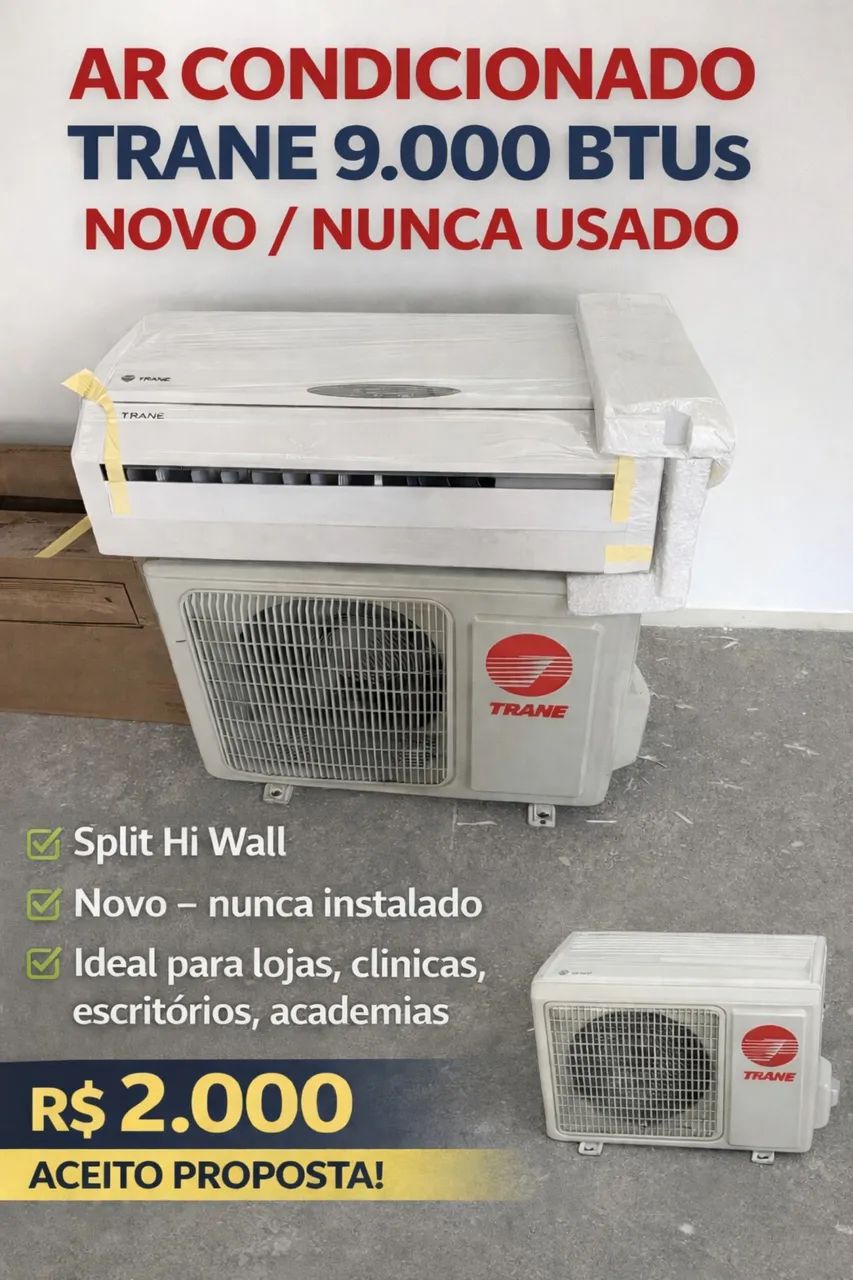 Ar Condicionado TRANE 9.000 BTUs - NOVO / NUNCA USADO