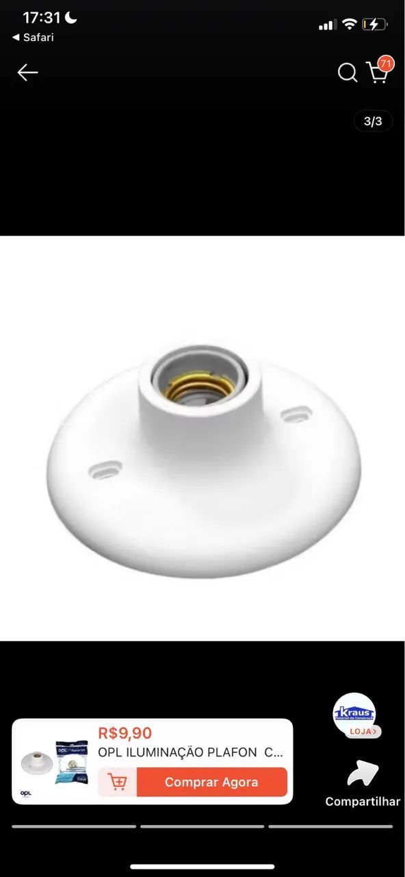 Plafon Bocal de Porcelana branco  - Foto 3