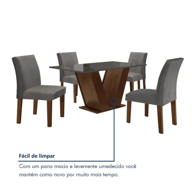 Conjunto Mesa de Jantar 4 Cadeiras Novo - Foto 2