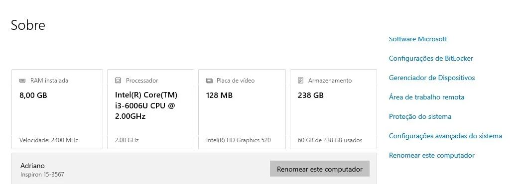 Notebook DELL i3. 8GB. Intel HD 520 SSD 256 sistema 64 bits - Foto 3