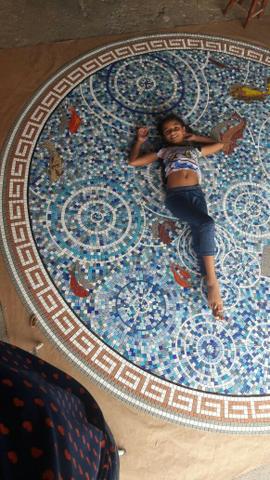 Piso, mandala, mosaico, peixe, flor de lis - Foto 5