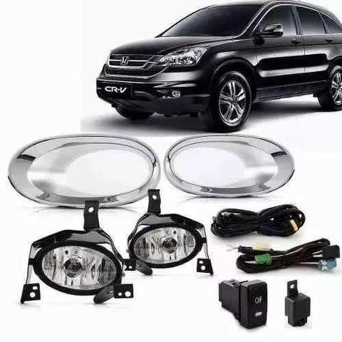 Kit Farol Milha Neblina Aro Cromado Honda Crv 2010 2011