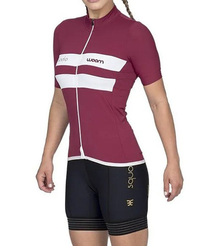 Camiseta Feminina Ciclismo Squadra Marsala Vermelho Woom Promoção