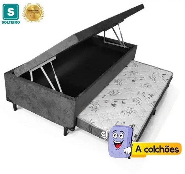 Baú Solteiro c/ Auxiliar Espuma 