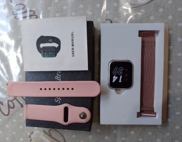 Smartwatch Relógio Inteligente Rosa Feminino -  Pulseira Extra - Foto 3
