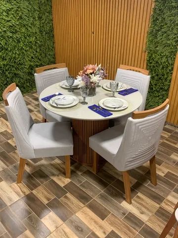 Mesa jantar 4 cadeiras / luxo 90x90