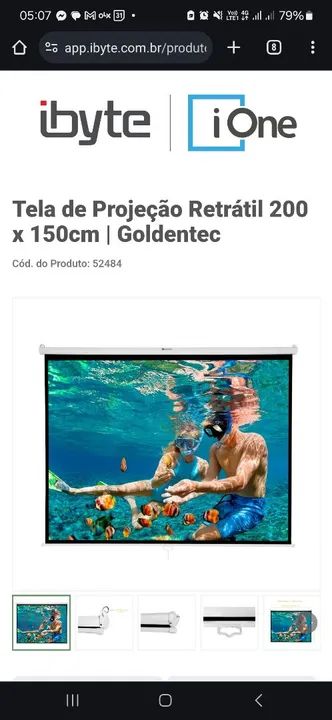 Tela de projeção goldentec 2m x 1,50m