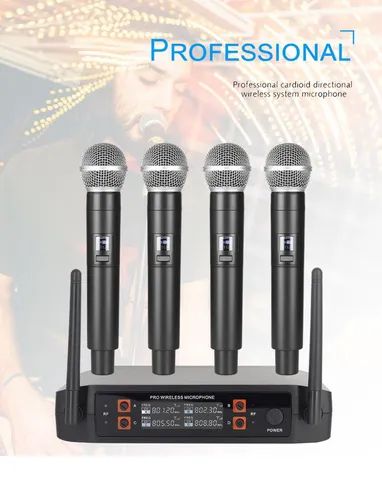 Kit Com 4 Microfones Profissionais Sem Fio 