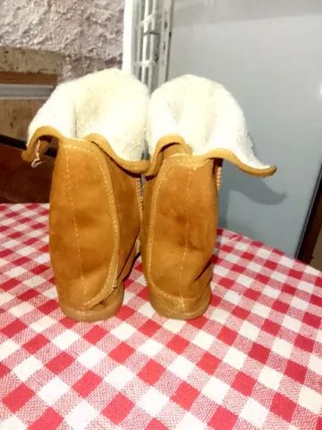 BOTA MOLEQUINHA FEMININA INFANTIL n°26. COURO CAMURÇA/MARROM. - Foto 2