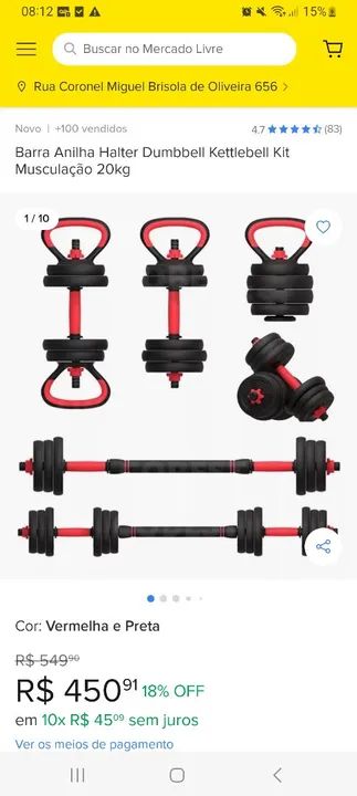 Kit de Musculação Completo - Halteres, Barra, Anilhas e Kettlebell - Foto 4