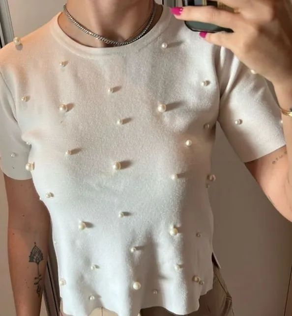 Blusa Zara com pérolas G