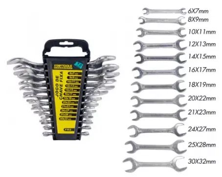 Jogo / Kit Chave Boca Fixa Aço 12 Peças 6mm A 32mm Startools z760