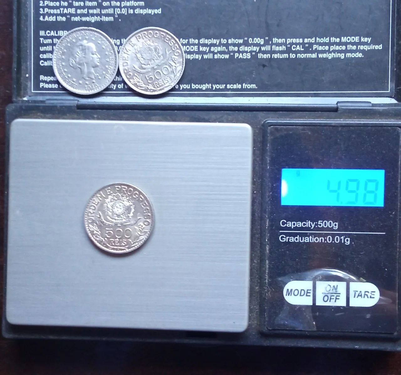 Cinco moedas antigas Rs$500 prata 900 - Foto 4