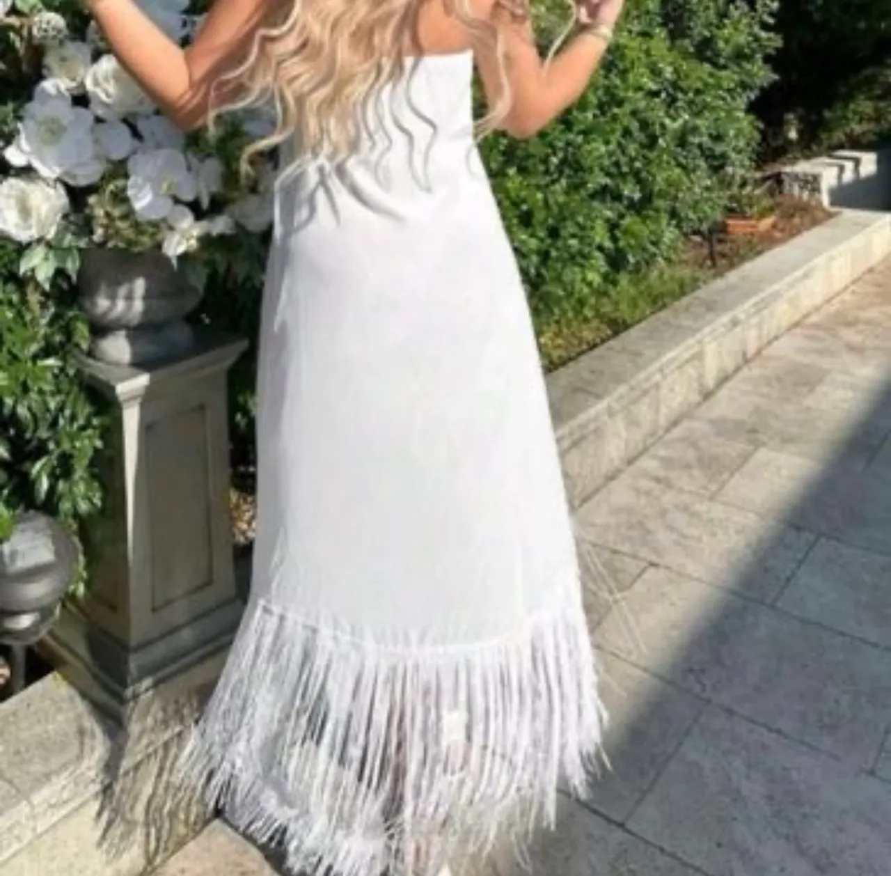 Vestido Branco Longo com Franjas M