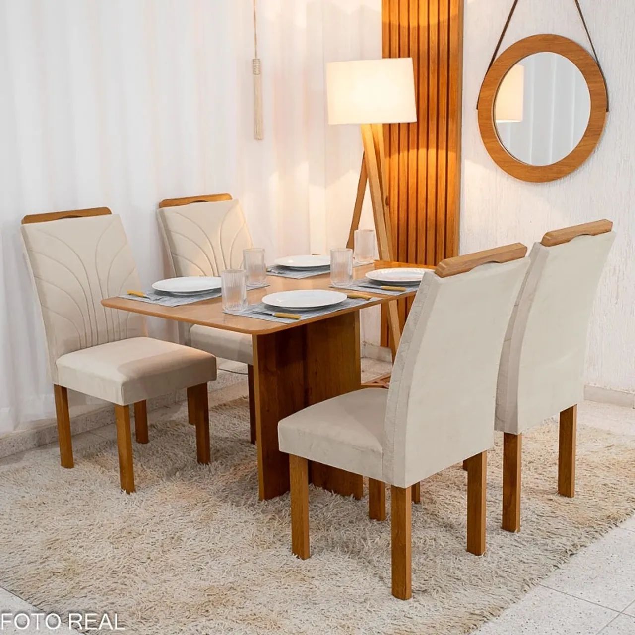Mesa de Jantar 120x80 4 Cadeiras  Lima rf88