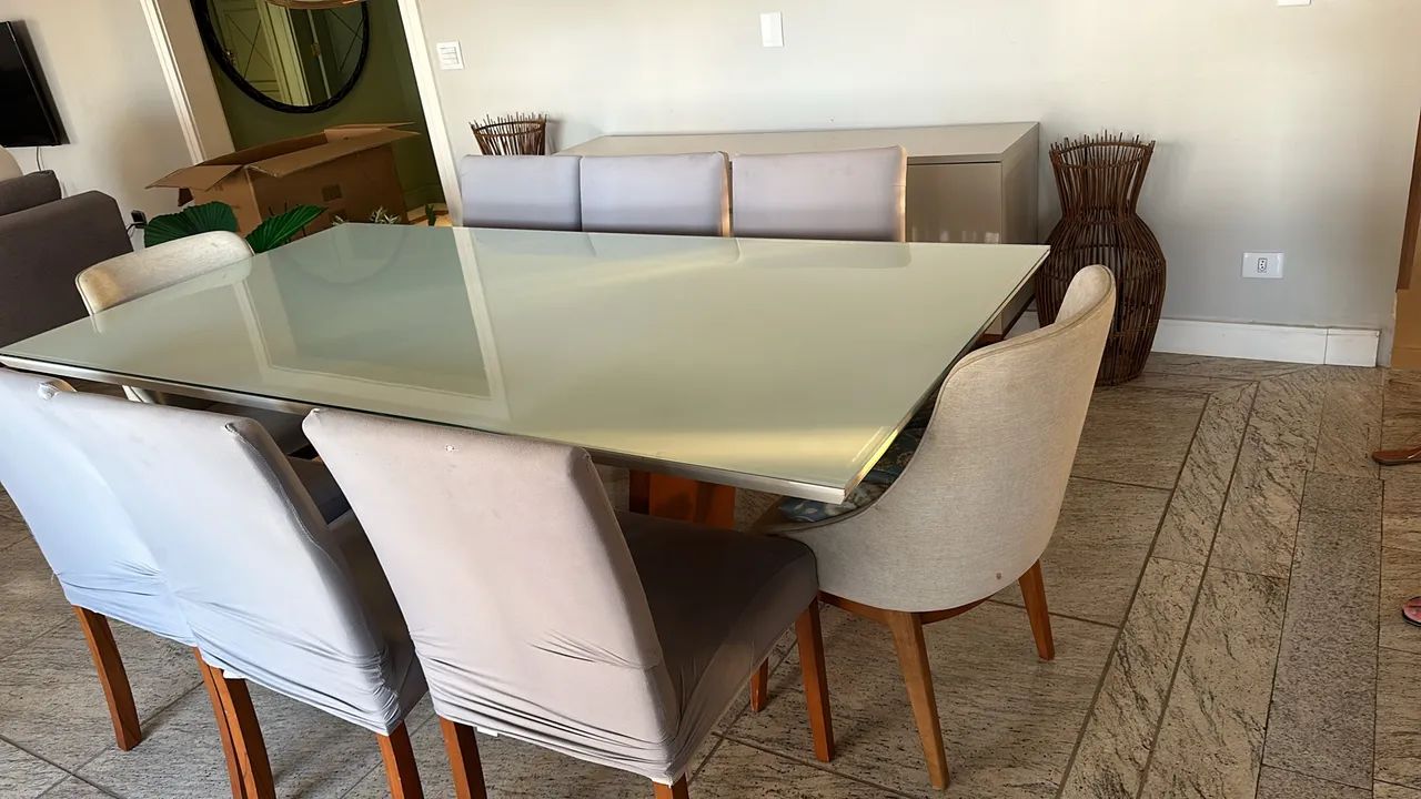 Mesa de Jantar de Vidro Temperado