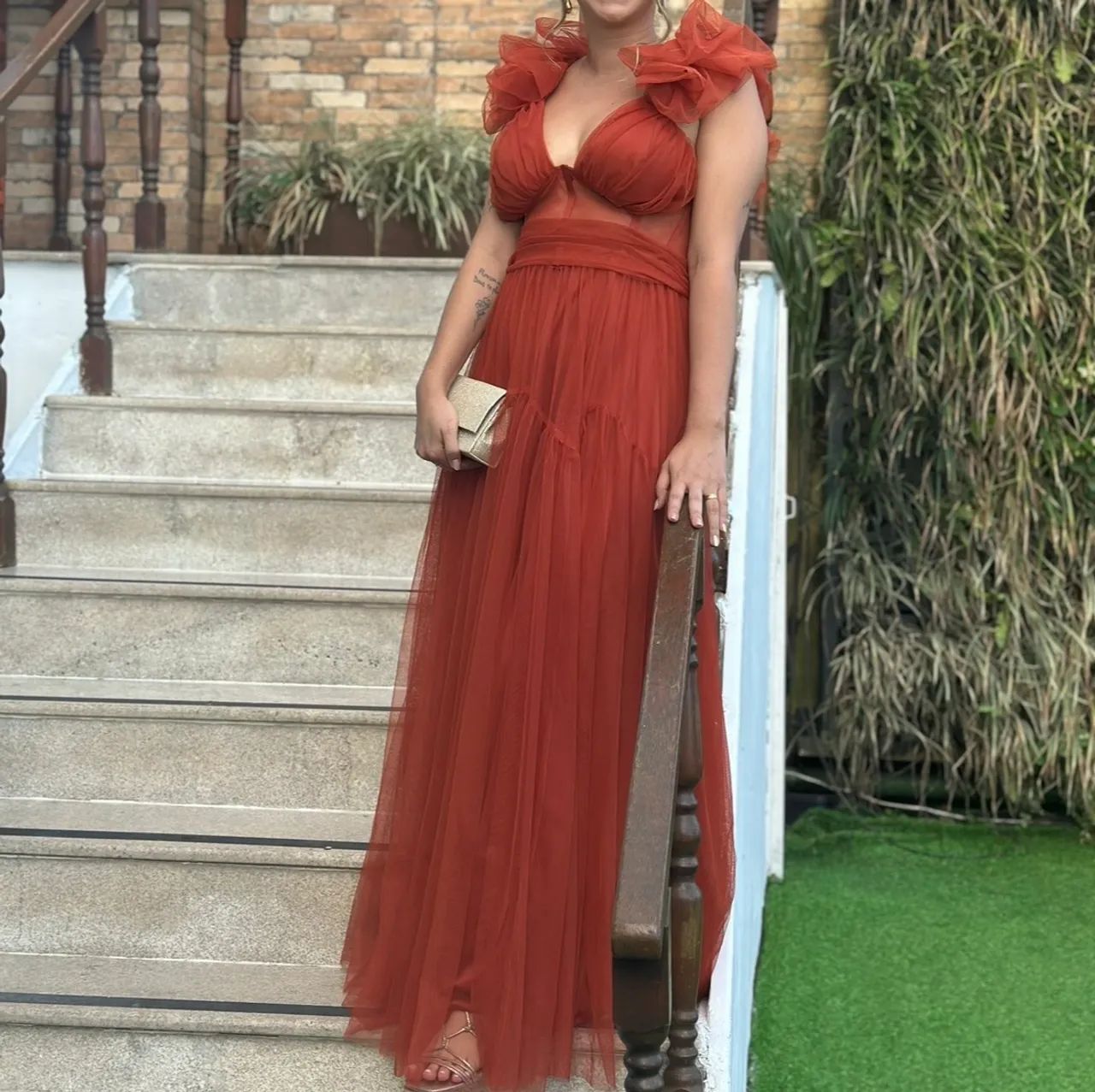 Vestido Longo de Tule terracota  - Foto 2