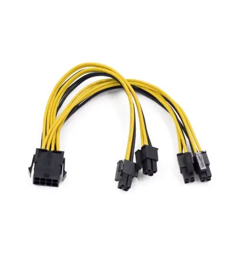 Cabo Adaptador PCI-e 8 Pinos Macho para 2x PCI-e (4+4) 8 Pinos para GPU - 20cm