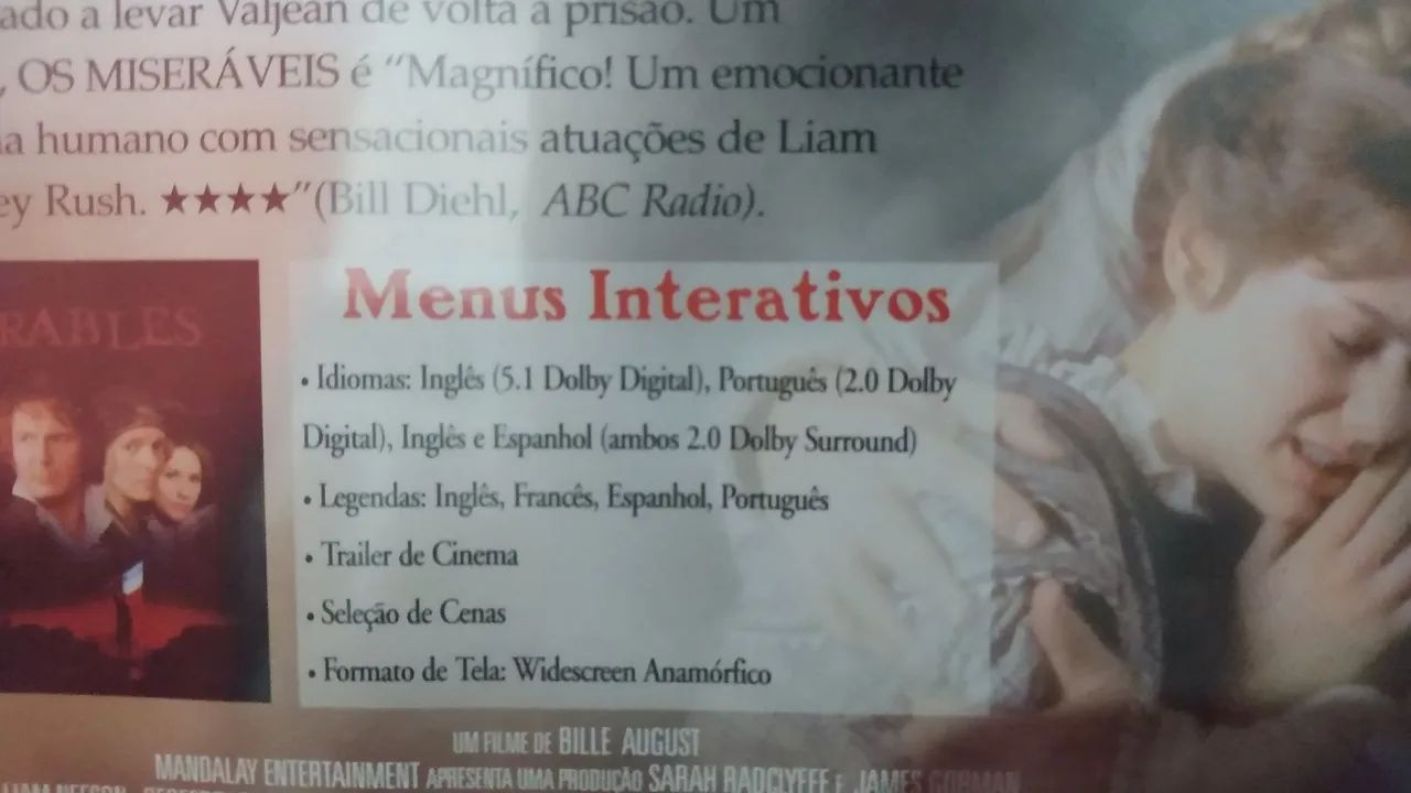 DVD original  os miseráveis em ótimo estado.  - Foto 3