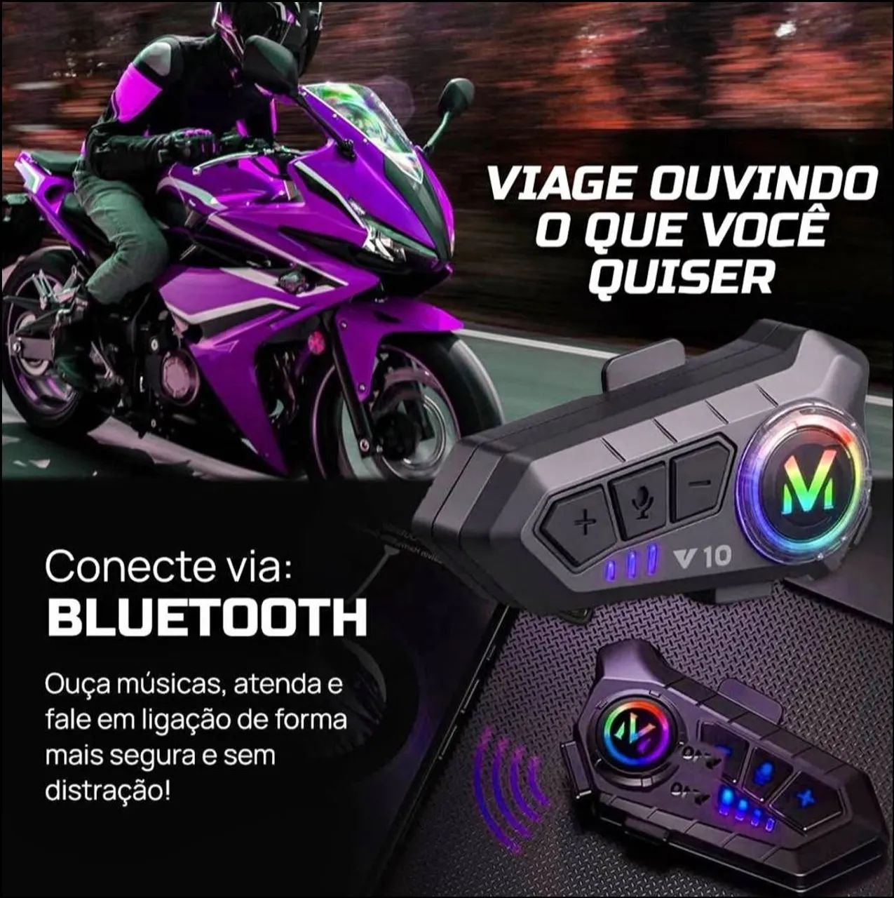 Fone de ouvido para capacete modelo intercomunicador V10 - Foto 3