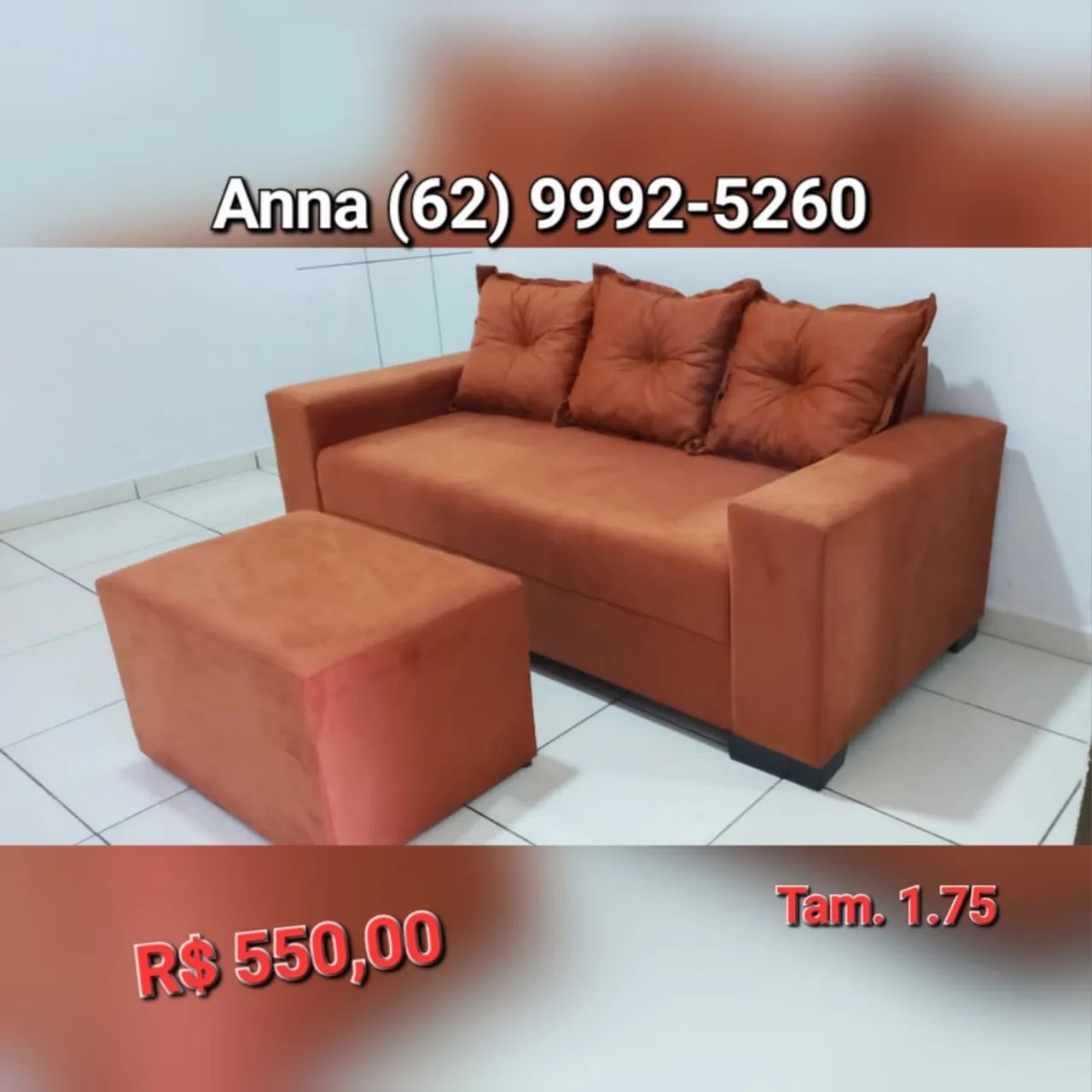 Sofá sofá sofá ///- 3 lugares com puff - Anna *