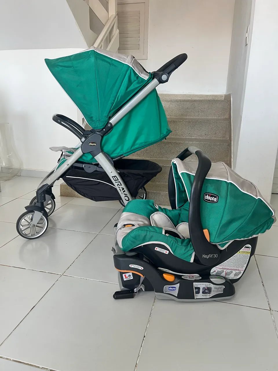 Chicco Bravo Trio Chicco Keyfit 30 Teal Carrinho De Bebê Chicco - Main Image