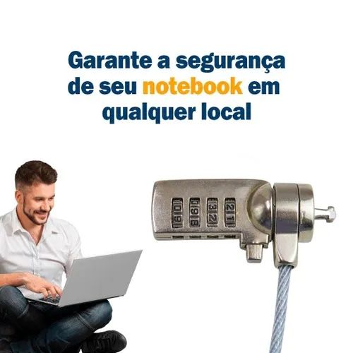 Trava De Segurança Notebook Pc Com Senha Cabo De Aço - Foto 4