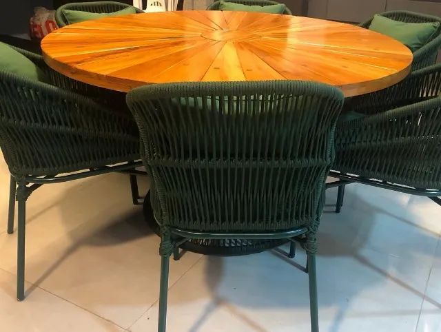 MESA COM 6 CADEIRAS - CORDA NÁUTICA E TAMPO DE MADEIRA - Foto 2