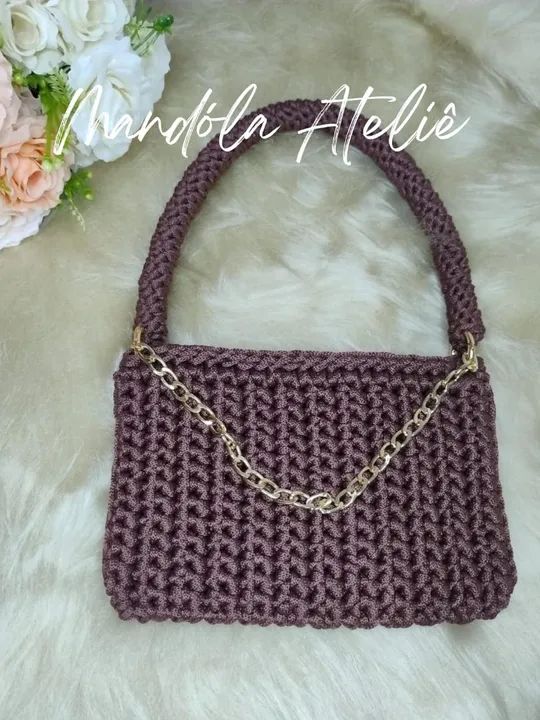 Conjunto de Bolsas Crochê Rosa - Foto 5