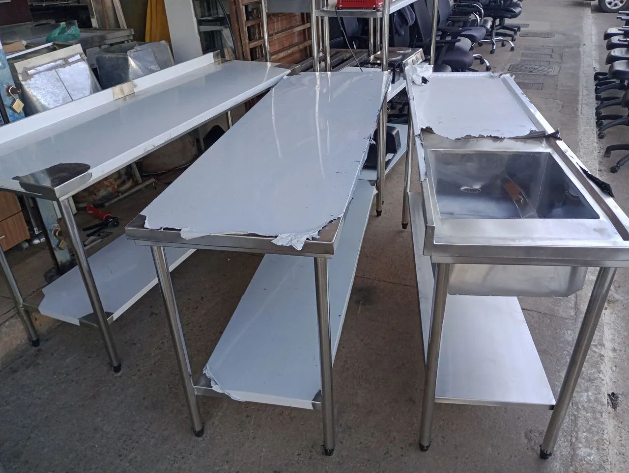 Mesa e pia de aço inox para cozinha industrial - Foto 5